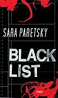 Book cover, Black List, Sara Paretsky; 83x140