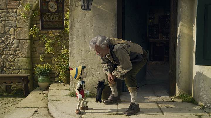 Tom Hanks as Geppetto in Pinocchio (2022). Photo courtesy of Disney Enterprises Inc. (c) 2022 Disney Enterprises, Inc. All Rights Reserved.;x